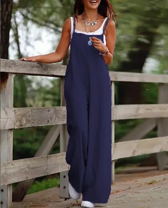 Combinaison en lin confortable pour femme, avec une coupe décontractée - parfaite pour le confort et le style de tous les jours