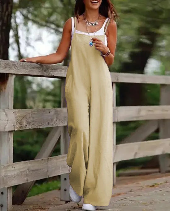Combinaison en lin confortable pour femme, avec une coupe décontractée - parfaite pour le confort et le style de tous les jours
