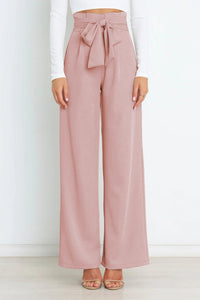 Pantalon élégant à taille haute avec nœud pour un look stylé