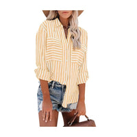 Chemise rayée à manches longues pour femmes - look décontracté élégant et polyvalent