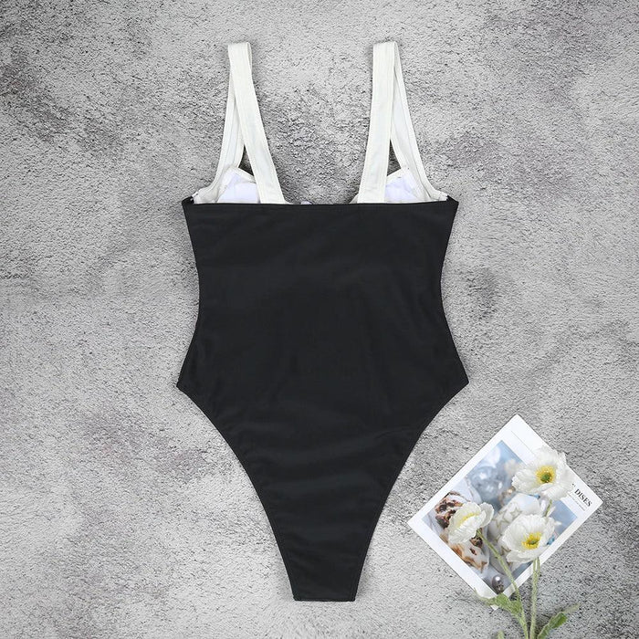 Maillot de Bain Femmes une-Pièce avec Soutien à Armatures - Coupe Élevée - Détail Clé Original et Élégant