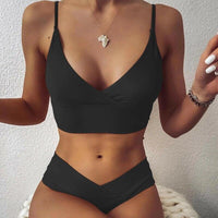 Ensemble Bikini Push-Up à Taille Haute avec Volants pour Femmes