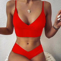 Ensemble Bikini Push-Up à Taille Haute avec Volants pour Femmes
