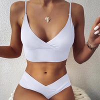 Ensemble Bikini Push-Up à Taille Haute avec Volants pour Femmes