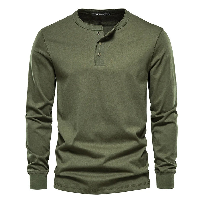 T-shirt pour homme à manches longues et col sans collet pour un style décontracté et élégant