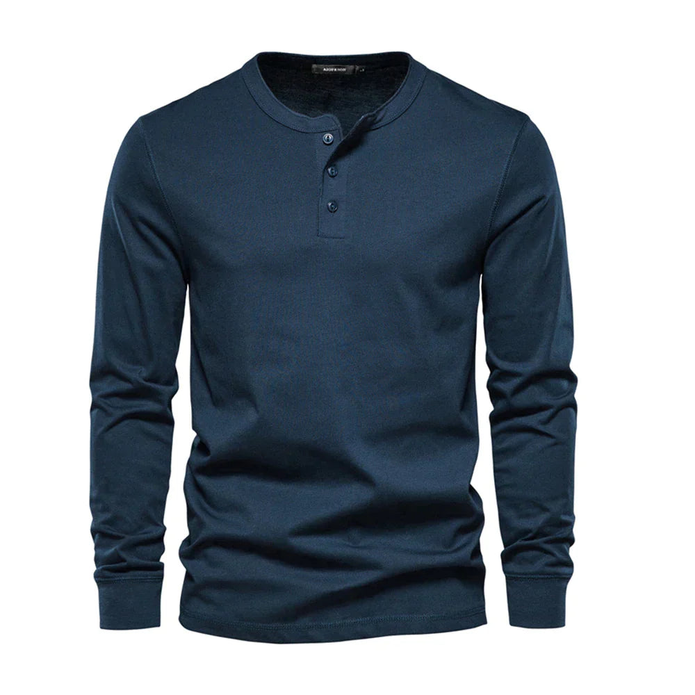T-shirt pour homme à manches longues et col sans collet pour un style décontracté et élégant