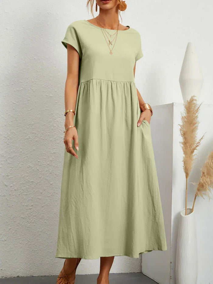 Robe en coton vintage orné avec col en O - Brenda
