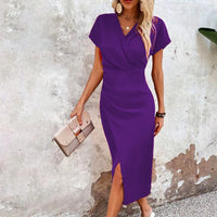 Mini-robe décontractée élégante à col en V pour les femmes, pour un look stylé
