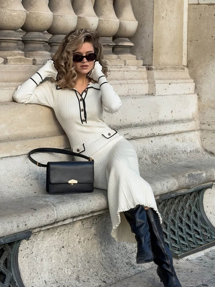 Robe pull ribée à manches longues pour femmes élégante et confortable