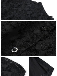 Robe Fille Femme Élégante en Dentelle avec Volants,A-Line à Plusieurs Niveaux,Boutonnage,Manches Longues,Ceinture Ajustable