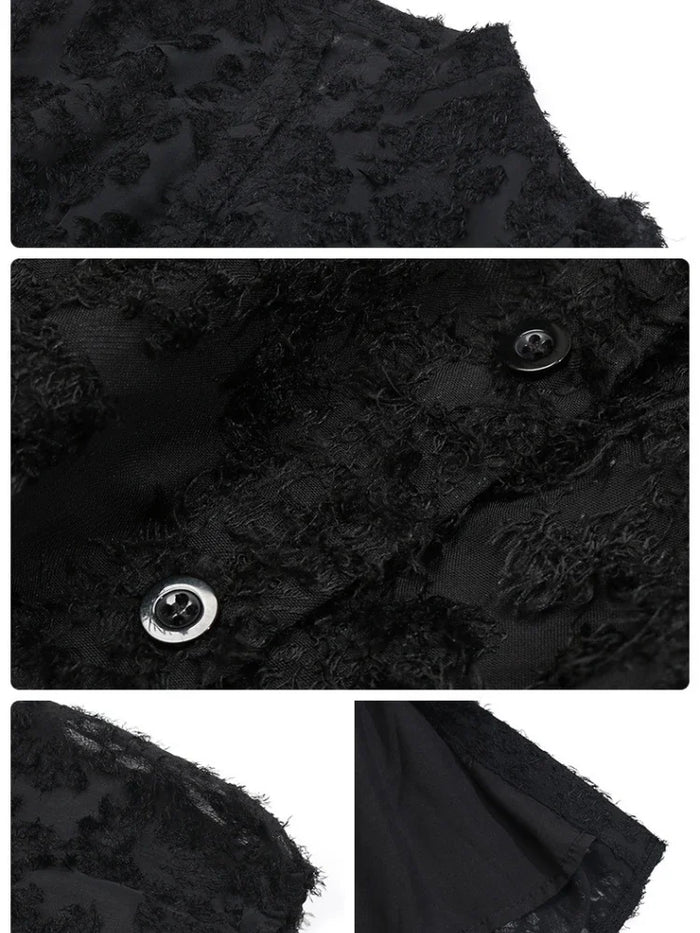 Robe Fille Femme Élégante en Dentelle avec Volants,A-Line à Plusieurs Niveaux,Boutonnage,Manches Longues,Ceinture Ajustable