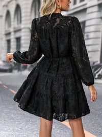 Robe Fille Femme Élégante en Dentelle avec Volants,A-Line à Plusieurs Niveaux,Boutonnage,Manches Longues,Ceinture Ajustable