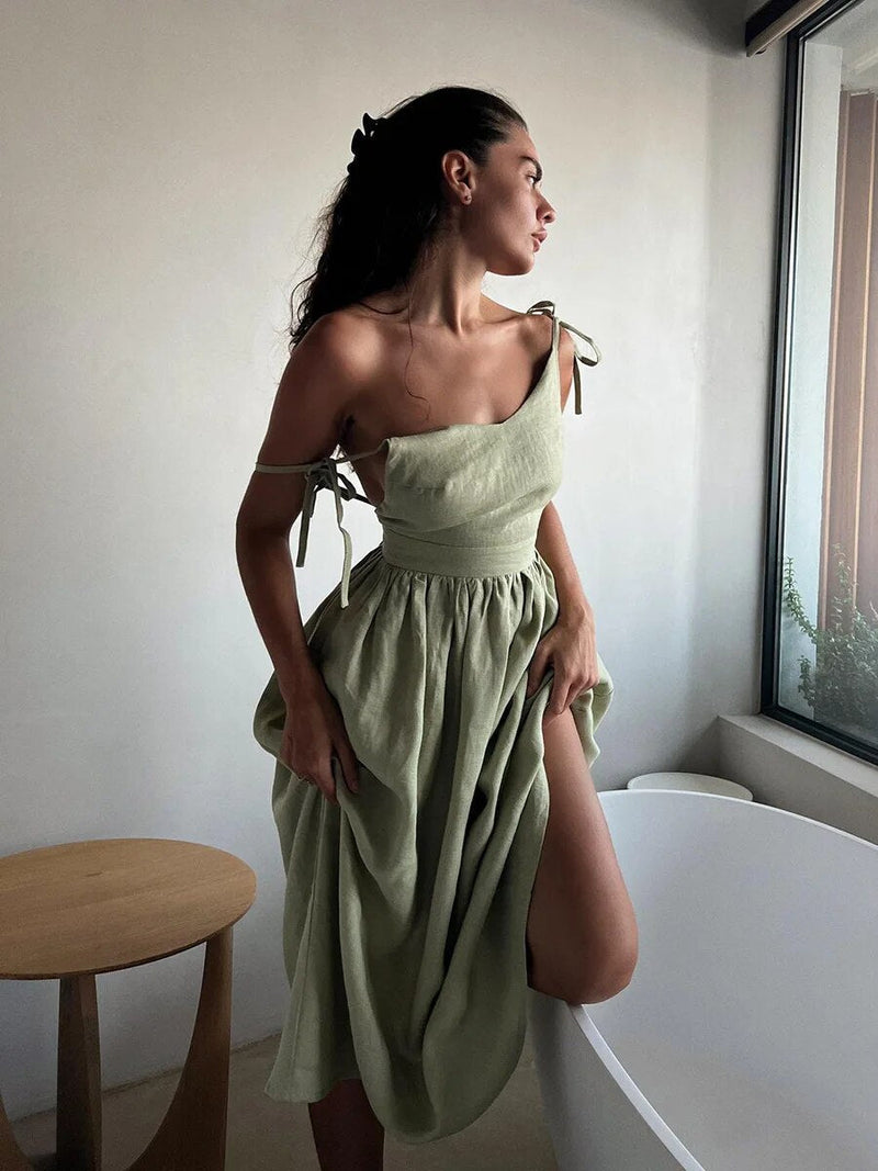 Elégante robe de plage en lin vintage - Kira pour un look d'été élégant