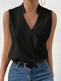Elegant Floral Wrap Top - Chemisier élégant sans manches pour femmes, pour toutes les occasions