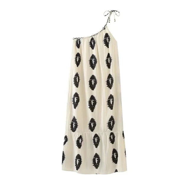Élégante robe midi asymétrique de Meier pour une soirée tranquille