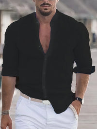 Camisole pour homme en tissu avec ajustement slim et manga larga avec cuello bandi - Confección transpirable y elegante
