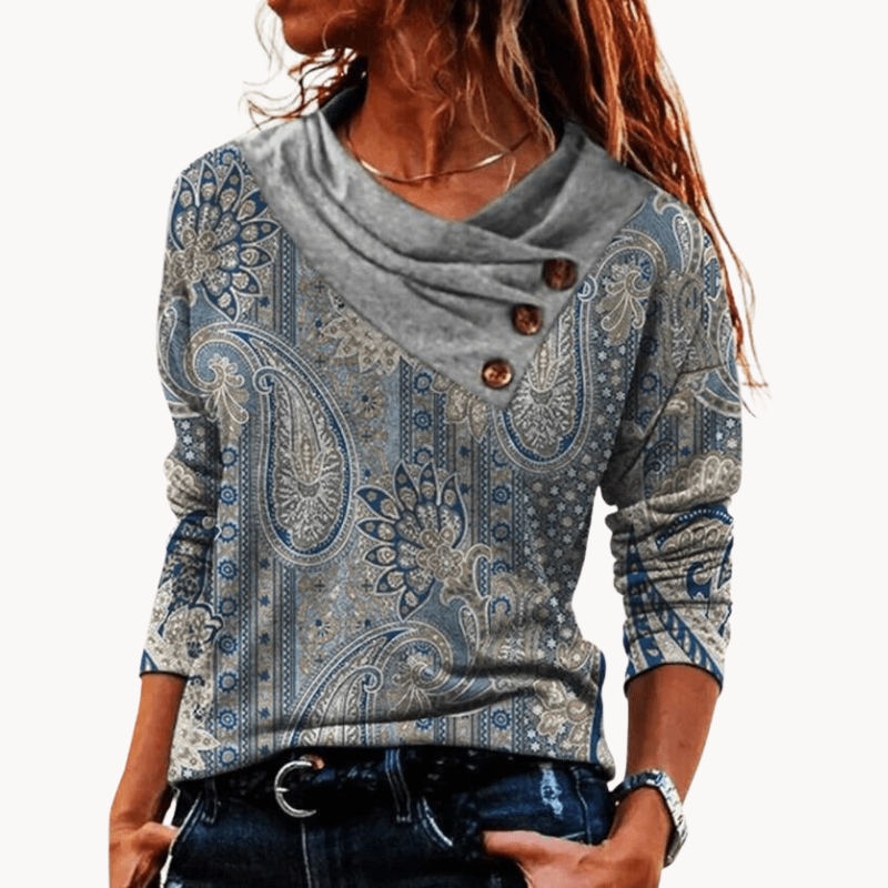 Élégant pull-over tricoté gris pour femmes avec col rabattu stylé