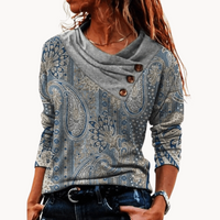 Élégant pull-over tricoté gris pour femmes avec col rabattu stylé