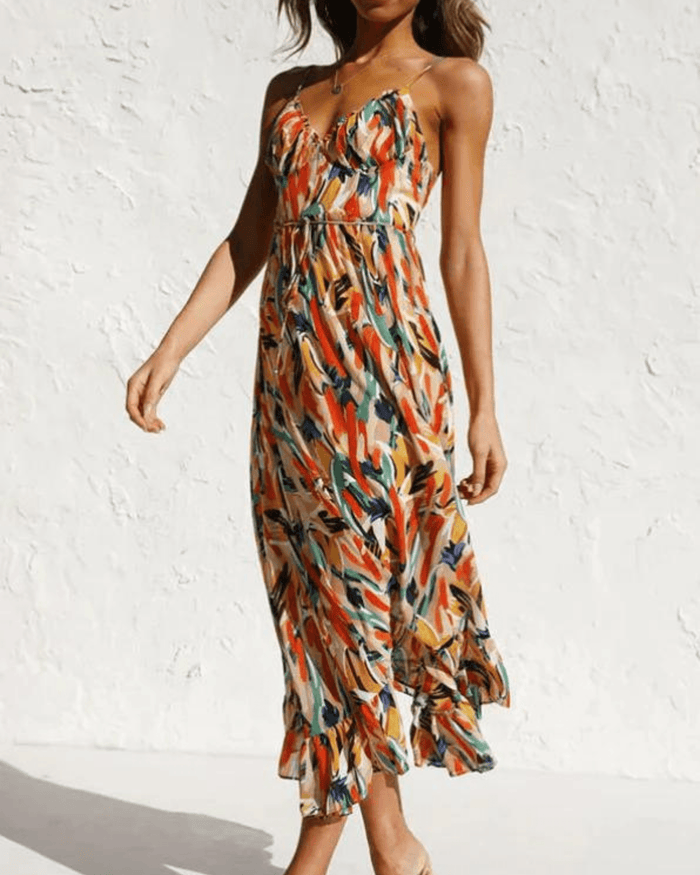 Vêtement Midi Coloré pour Femmes - Imprimé Fleuri Élégant et Léger