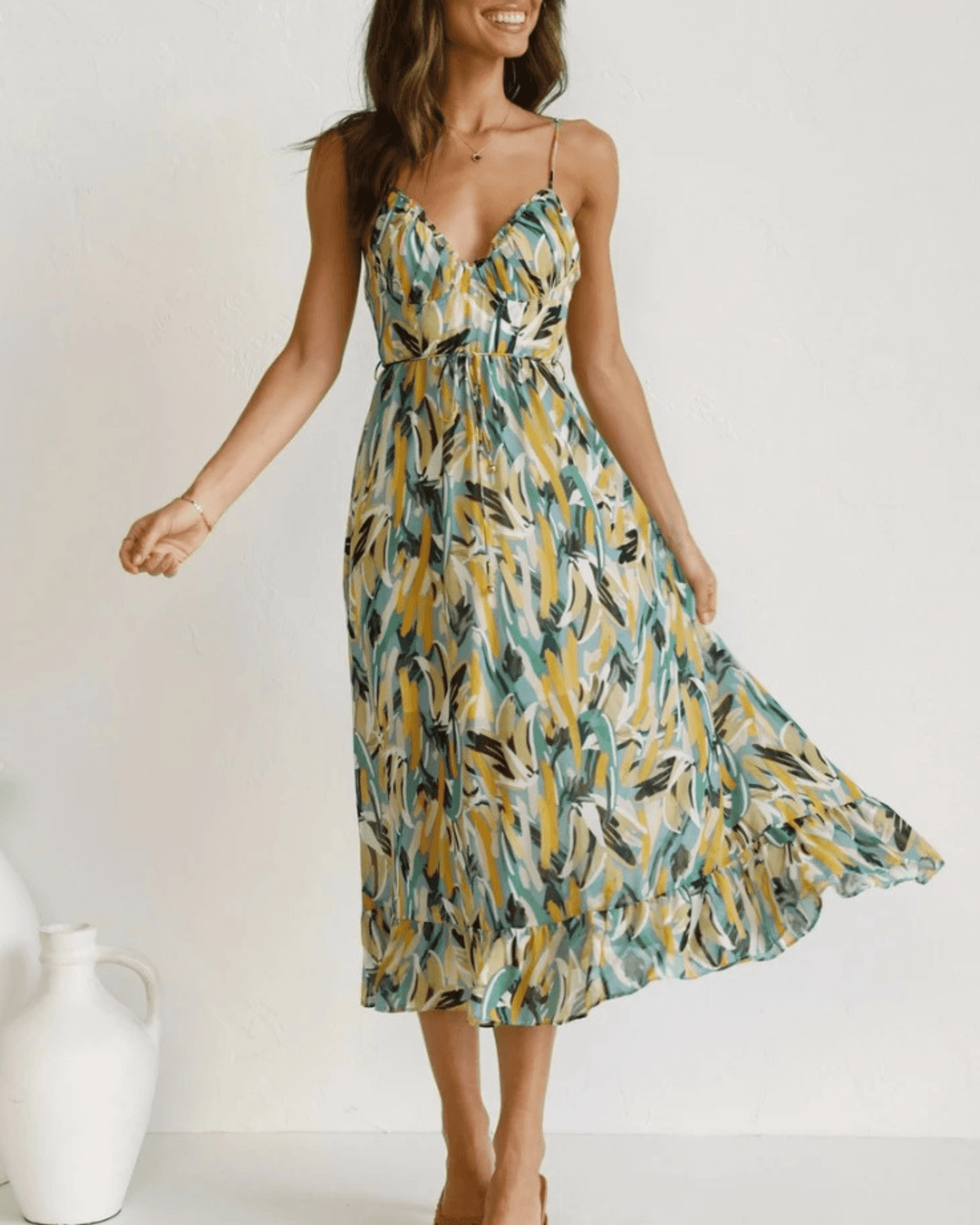 Vêtement Midi Coloré pour Femmes - Imprimé Fleuri Élégant et Léger