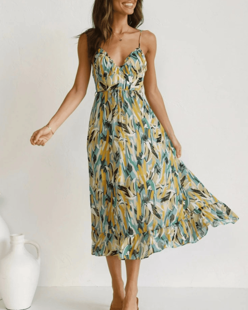 Vêtement Midi Coloré pour Femmes - Imprimé Fleuri Élégant et Léger