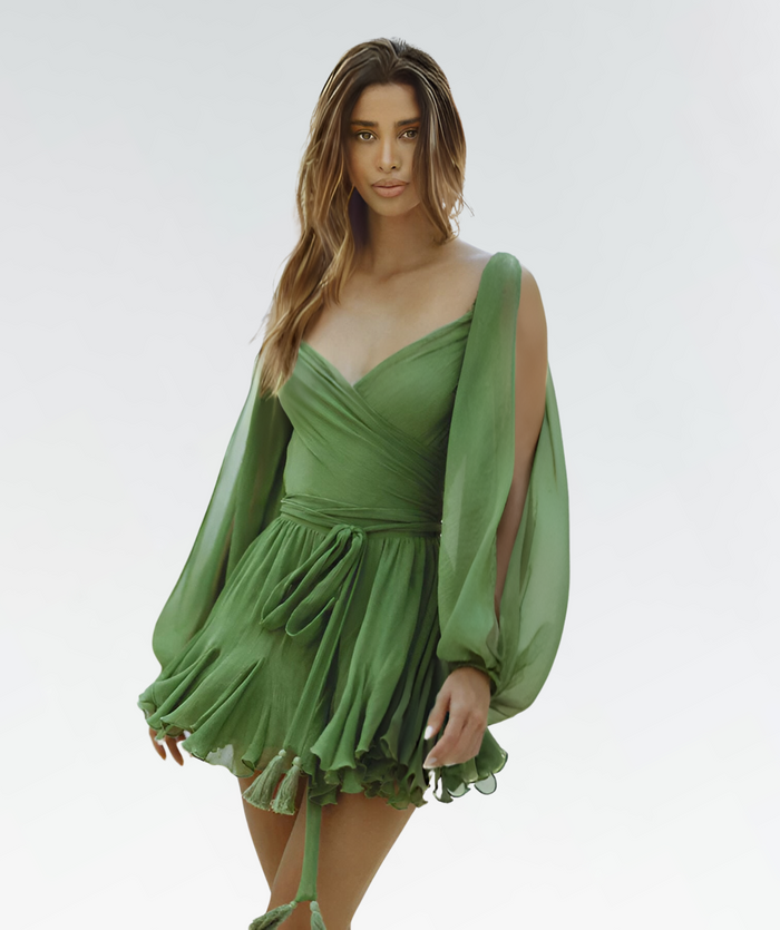 Robe d'été chic et élégante pour femmes avec manches ouvertes stylisées
