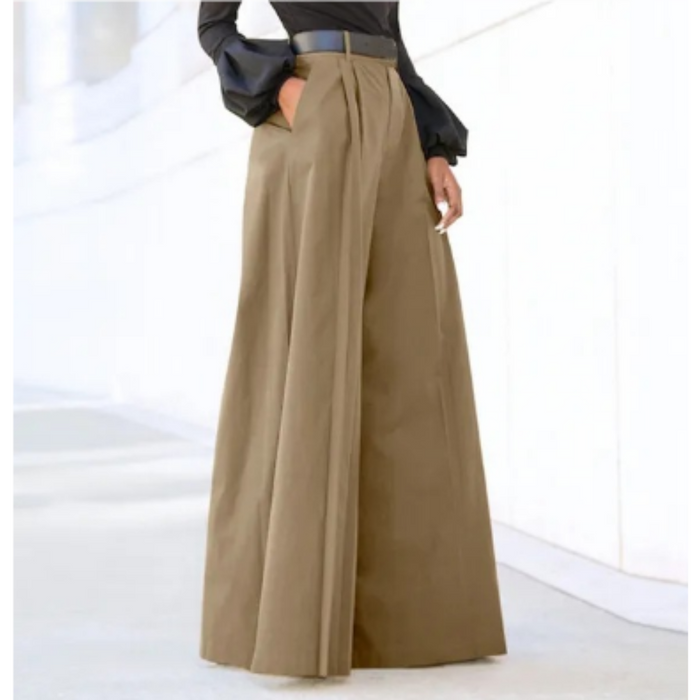 Pantalon élégant à taille haute pour femmes, avec des jambes larges pour un ajustement parfait.