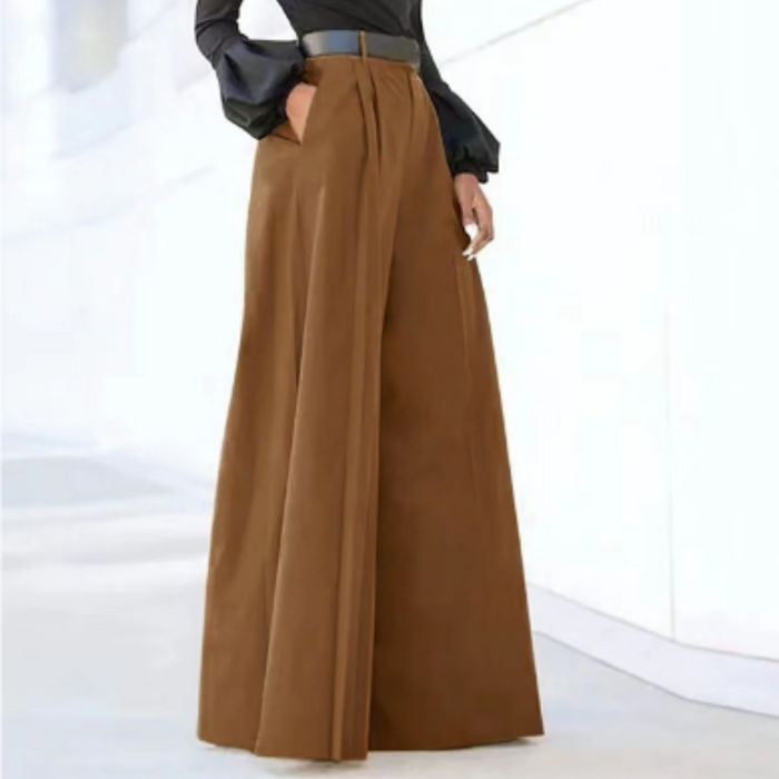 Pantalon élégant à taille haute pour femmes, avec des jambes larges pour un ajustement parfait.