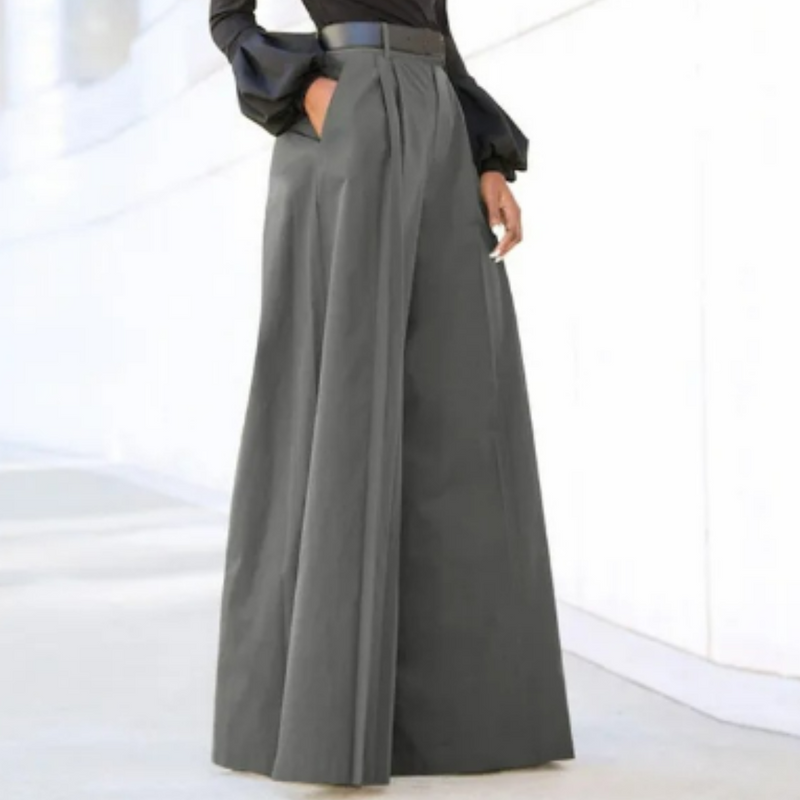 Pantalon élégant à taille haute pour femmes, avec des jambes larges pour un ajustement parfait.
