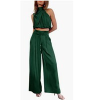 Élégant ensemble 2 pièces en satin pour femmes - un haut et un pantalon élégants pour un look sophistiqué