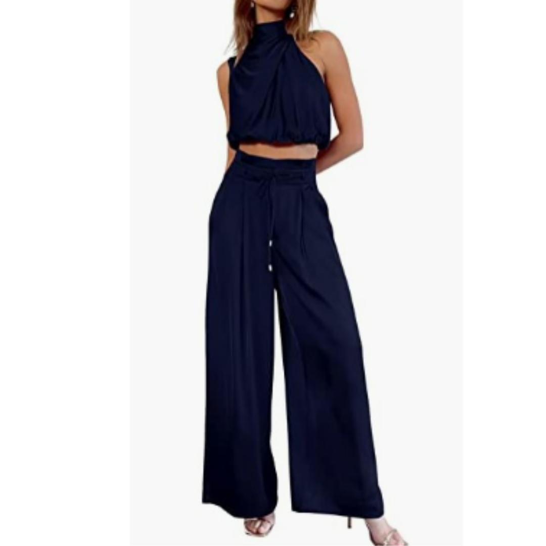 Élégant ensemble 2 pièces en satin pour femmes - un haut et un pantalon élégants pour un look sophistiqué