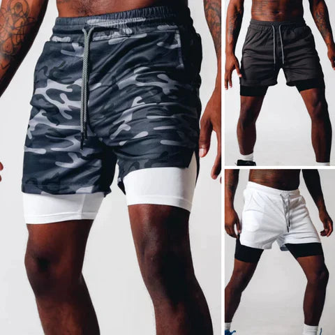 Short de fitness pour hommes avec double couche - Confort et soutien optimal