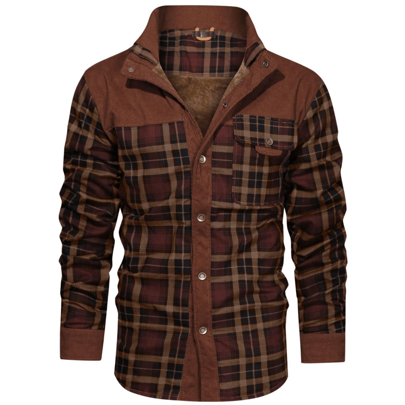 Veste polaire rétro classique à carreaux pour hommes avec col réversible pour un style douillet