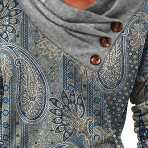 Élégant pull-over tricoté gris pour femmes avec col rabattu stylé