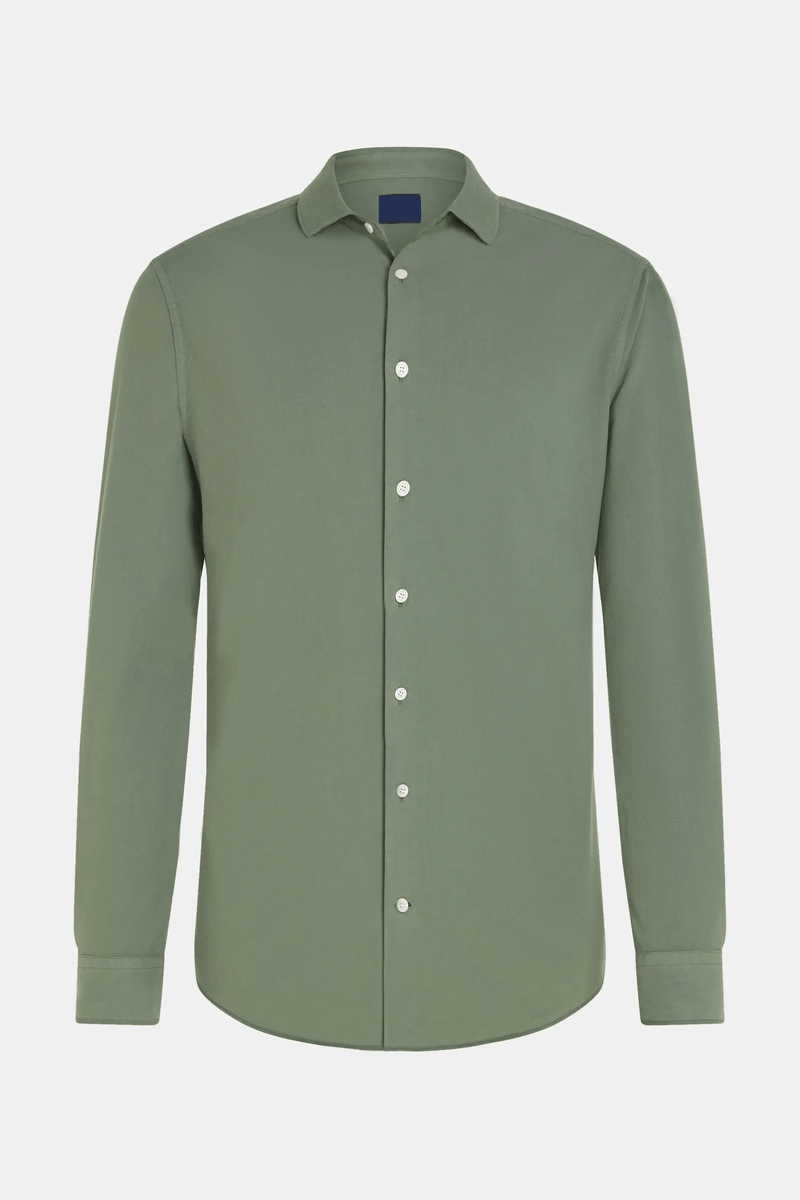 Chemise habillée pour homme en coton 100 % - coupe régulière et manches longues avec col boutonné