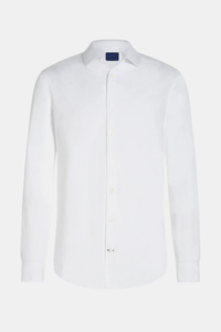 Chemise habillée pour homme en coton 100 % - coupe régulière et manches longues avec col boutonné