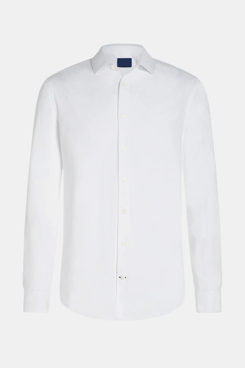 Chemise habillée pour homme en coton 100 % - coupe régulière et manches longues avec col boutonné