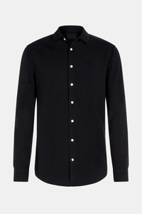 Chemise habillée pour homme en coton 100 % - coupe régulière et manches longues avec col boutonné