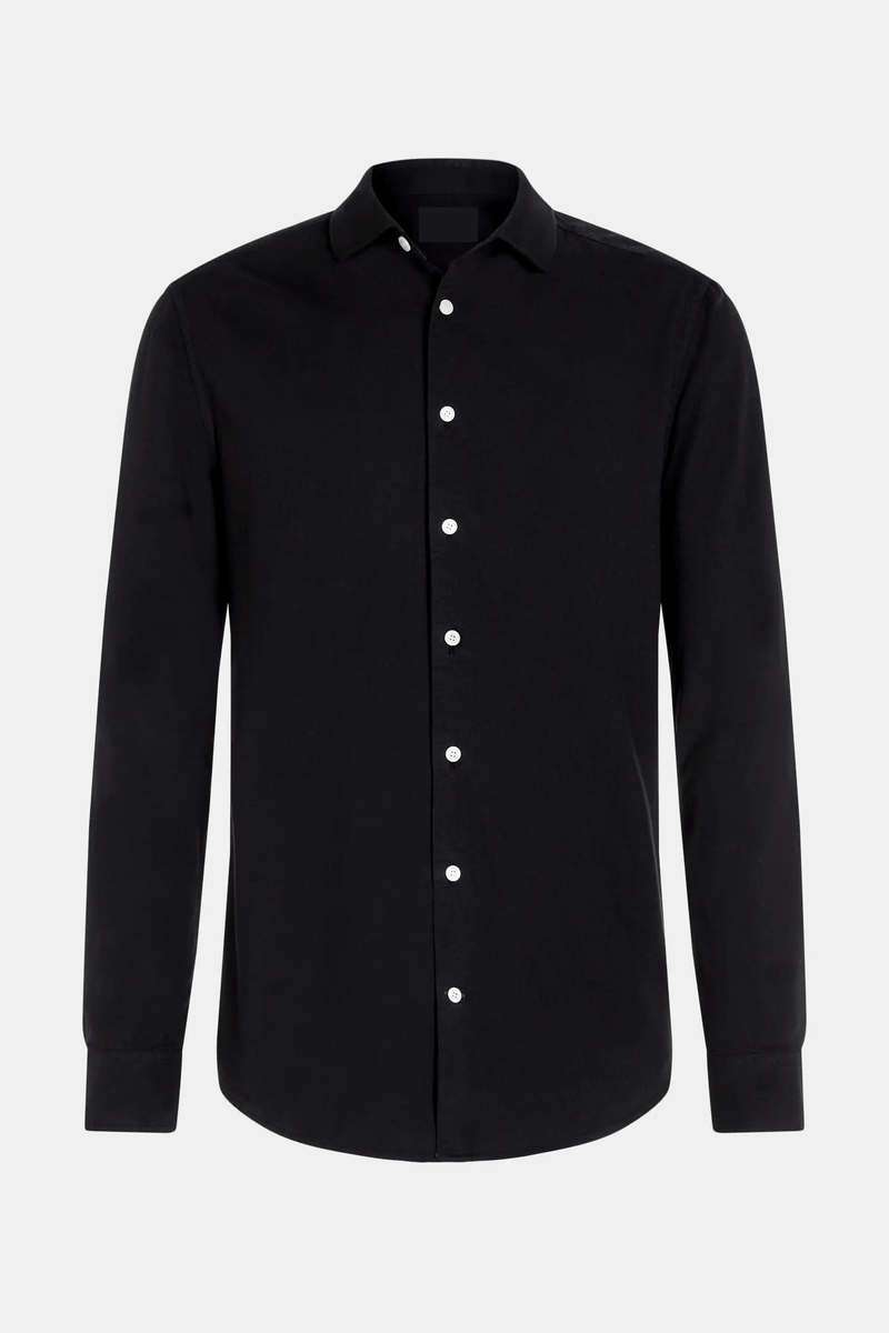 Chemise habillée pour homme en coton 100 % - coupe régulière et manches longues avec col boutonné