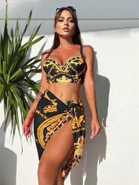 Ensemble Bikini Haut de Gamme Bohème pour Femmes avec Voile de Couverture