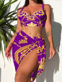Ensemble Bikini Haut de Gamme Bohème pour Femmes avec Voile de Couverture