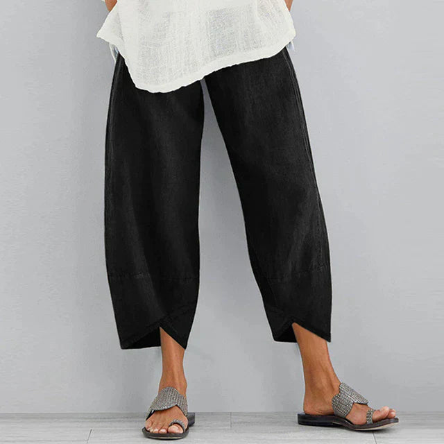 Pantalon ample en lin pour femmes - Respirant et confortable pour l'été