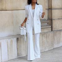 Élégant ensemble 2 pièces pour femme composé d'un blazer et d'un pantalon évasé - Un tailleur parfait pour les occasions spéciales