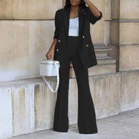 Élégant ensemble 2 pièces pour femme composé d'un blazer et d'un pantalon évasé - Un tailleur parfait pour les occasions spéciales