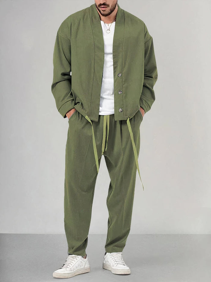 Set de Kimono pour Homme avec Chaqueta et Pantalon - Tejido Ligero y Transpirable - Ajuste Cómodo