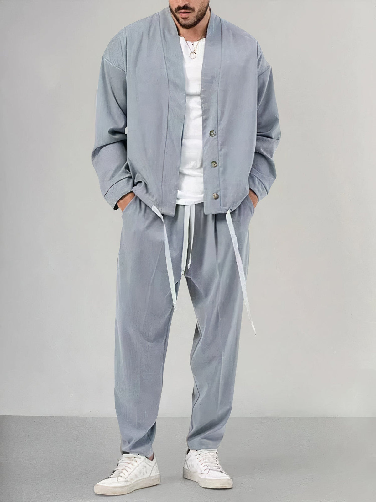 Set de Kimono pour Homme avec Chaqueta et Pantalon - Tejido Ligero y Transpirable - Ajuste Cómodo