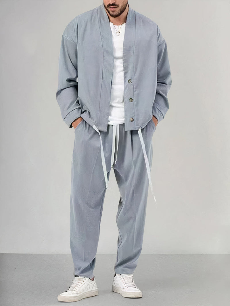 Set de Kimono pour Homme avec Chaqueta et Pantalon - Tejido Ligero y Transpirable - Ajuste Cómodo