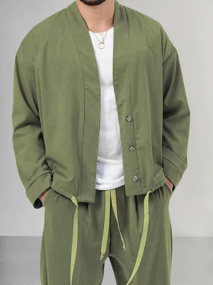 Set de Kimono pour Homme avec Chaqueta et Pantalon - Tejido Ligero y Transpirable - Ajuste Cómodo