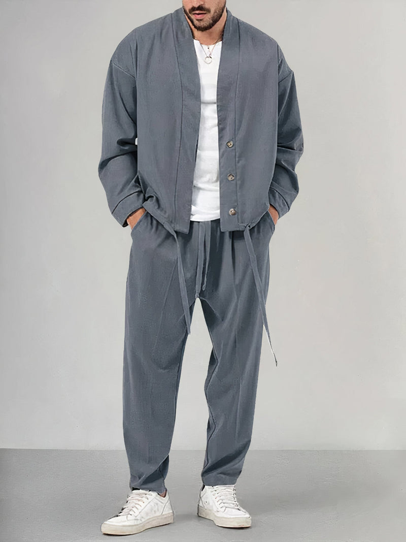 Set de Kimono pour Homme avec Chaqueta et Pantalon - Tejido Ligero y Transpirable - Ajuste Cómodo