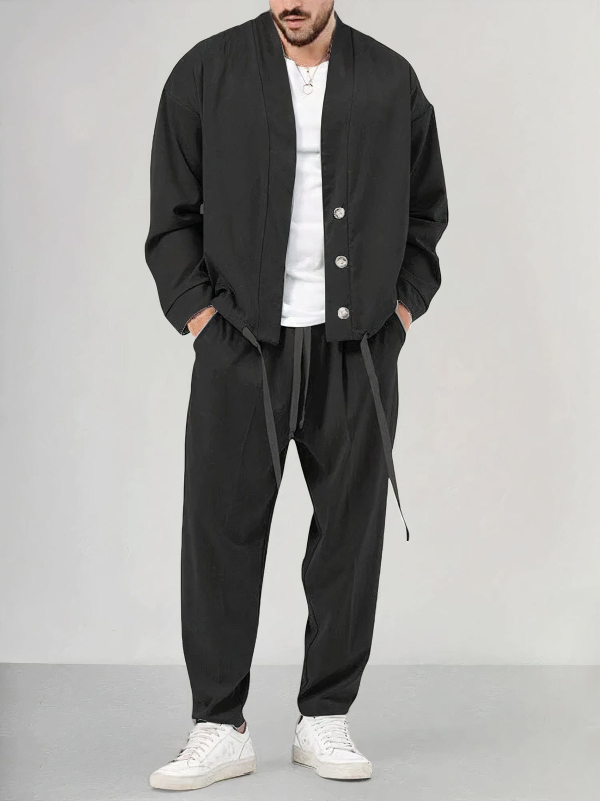 Set de Kimono pour Homme avec Chaqueta et Pantalon - Tejido Ligero y Transpirable - Ajuste Cómodo